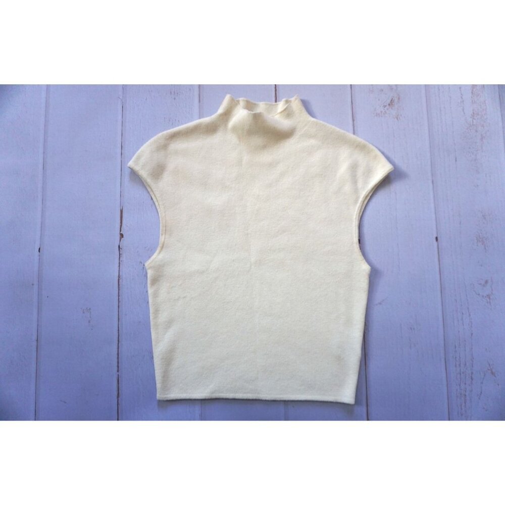 Le Lis Collection Sleeveless Cream Knit Mock Neck Top - Size S